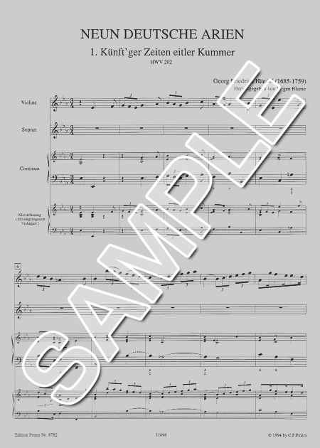 ムラマツフルート｜9 DEUTSCHE ARIEN,HWV202-210: 楽譜