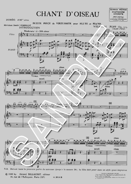 ムラマツフルート｜CHANT D'OISEAU,OP.324: 楽譜