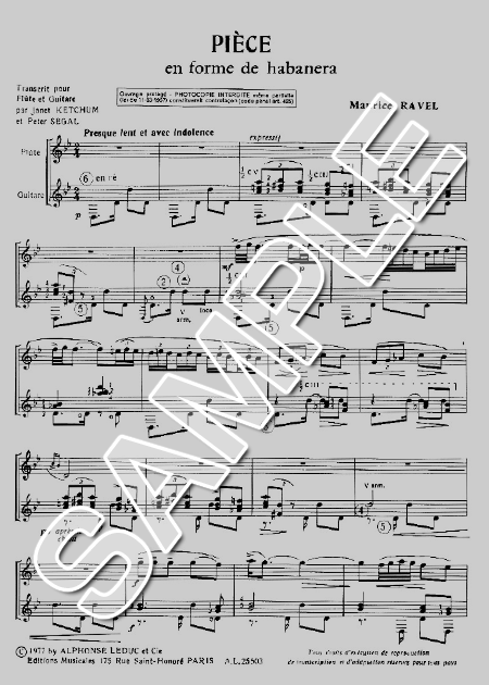 ムラマツフルート｜PIECE EN FORME DE HABANERA (F.GUIT): 楽譜