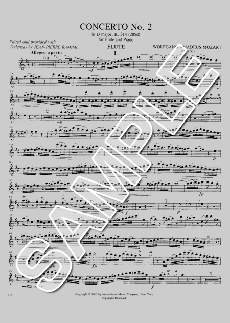 ムラマツフルート｜CONCERTO NO.2 D-DUR,KV314 (ED.&CADENZ