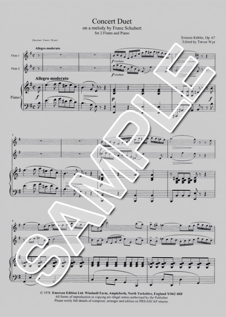 ムラマツフルート｜CONCERT DUET-VAR.ON A MELODY BY SCHUBERT: 楽譜