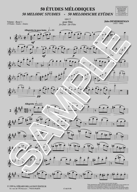 ムラマツフルート｜50 ETUDES MELODIQUES,OP.4,1RE SUITE: 楽譜