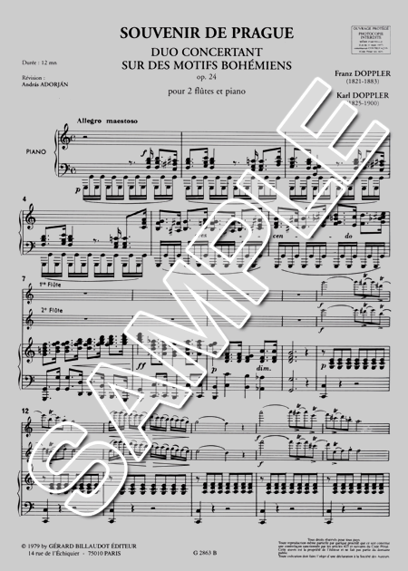 ムラマツフルート｜SOUVENIR DE PRAGUE,OP.24 (ED.ADORJAN): 楽譜