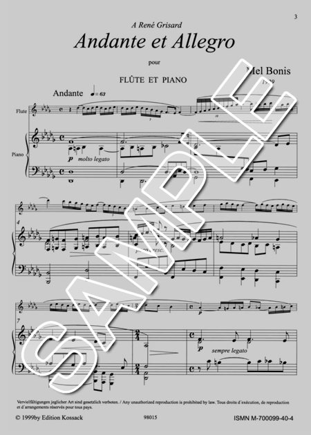 ムラマツフルート｜ANDANTE ET ALLEGRO, OP.133: 楽譜