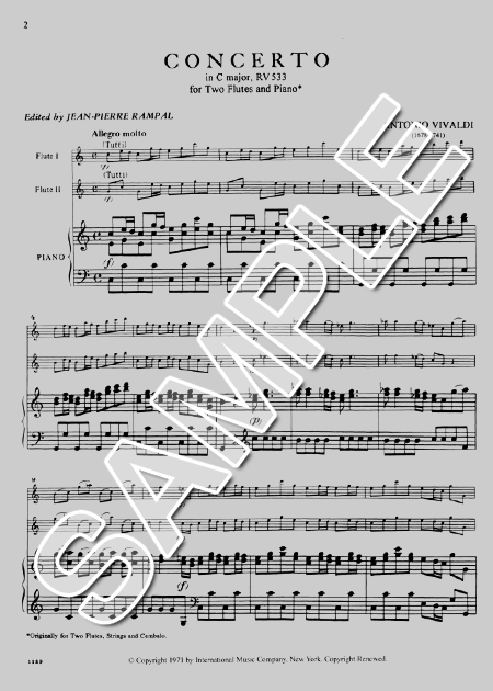 ムラマツフルート｜CONCERTO C-DUR, F.VI/2,RV533,P.76: 楽譜
