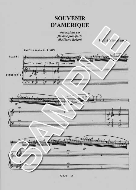 ムラマツフルート｜SOUVENIR D'AMERIQUE OP.17: 楽譜
