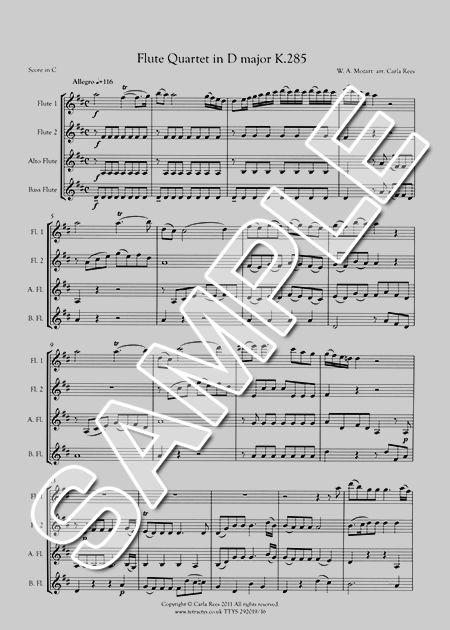 ムラマツフルート｜FLUTE QUARTET D-DUR K285 (ARR.REES): 楽譜