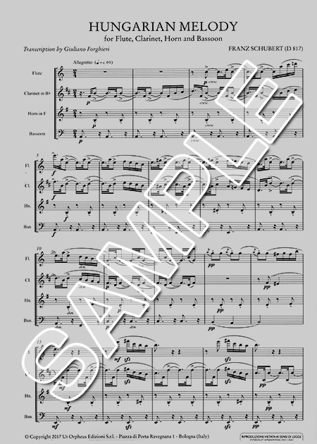 ムラマツフルート｜HUNGARIAN MELODY D.817 (ARR.FORGHIERI), SCORE