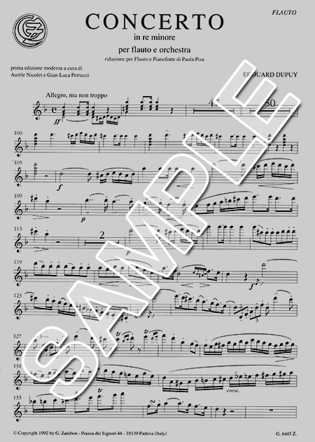 ムラマツフルート｜CONCERTO D-MOLL: 楽譜