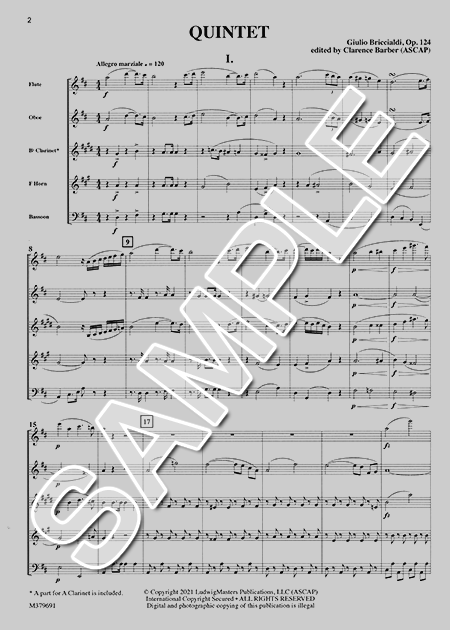 ムラマツフルート｜WOODWIND QUINTET NO.1 OP.124, SCORE & PARTS: 楽譜