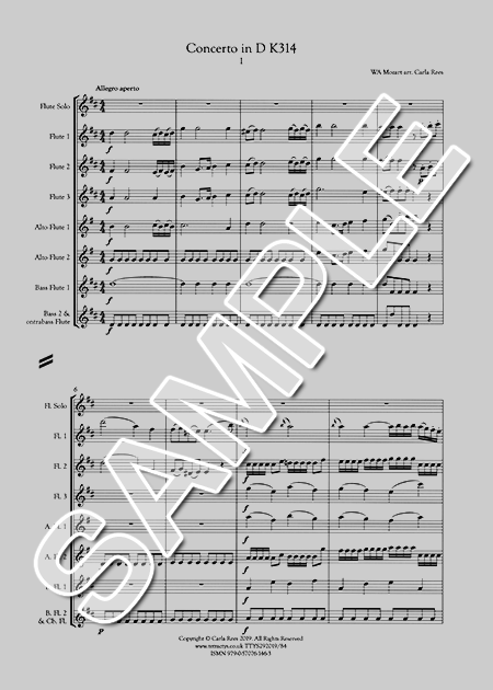 ムラマツフルート｜FLUTE CONCERTO D-DUR K.314 (ARR.REES), SCORE